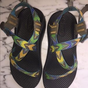 Blue Green unisex chaco kids sandals